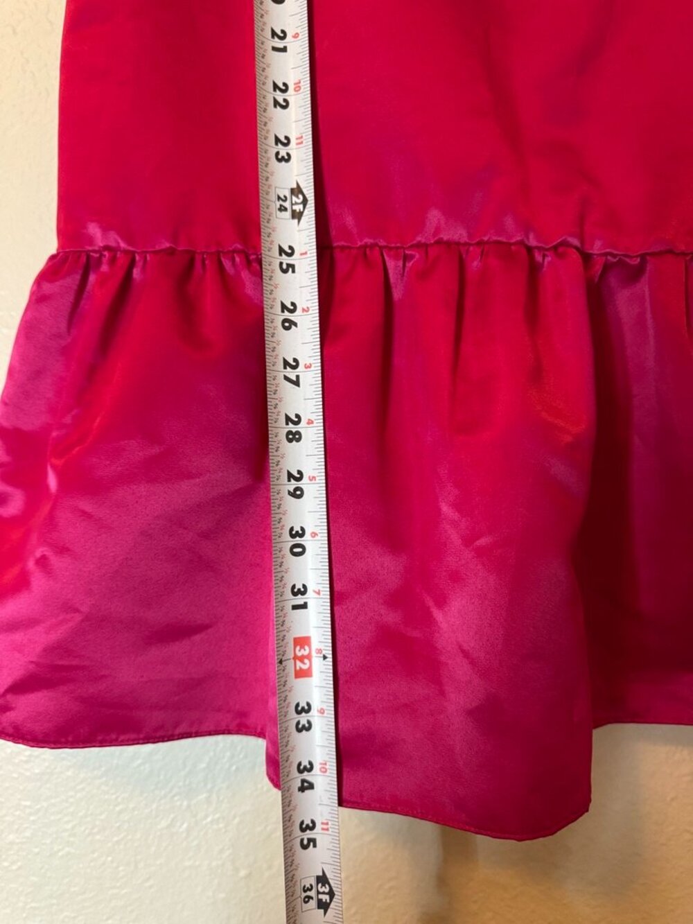 Cece Fuschia Satin Sleeveless Sheath MIni Dress Drop Waist Ruffle Hem Size 8 - Picture 10 of 14